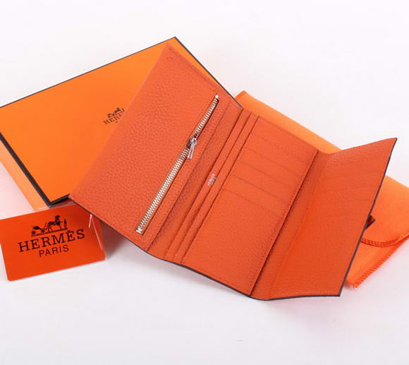 Cheap Fake Hermes Bearn Japonaise Tri-Fold Wallet A308 Orange - Click Image to Close